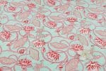 Powder Blue Floral Handblock Printed 100% Pure Soft Cotton Fabric - Image 2