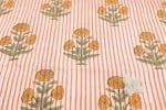 White Floral Handblock Printed 100% Pure Soft Cotton Fabric - Image 2