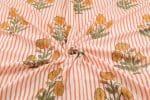 White Floral Handblock Printed 100% Pure Soft Cotton Fabric - Image 3