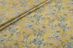 Straw Yellow Floral Handblock Printed 100% Pure Soft Cotton Fabric
