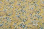 Straw Yellow Floral Handblock Printed 100% Pure Soft Cotton Fabric - Image 2