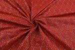 Brown Red Authentic Handwoven Soft Silk-Cotton Ikkat Fabric - Image 3