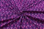 Grape Purple Mercerised Fine Handloom Ikkat Tie-Dye Pure Soft Cotton Fabric - Image 3