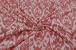 Salmon Pink Mercerised Fine Handloom Ikkat Tie-Dye Pure Soft Cotton Fabric - Image 3