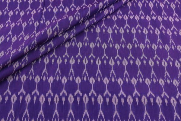 Dark Purple Mercerised Fine Handloom Ikkat Tie-Dye Pure Soft Cotton Fabric