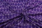 Dark Purple Mercerised Fine Handloom Ikkat Tie-Dye Pure Soft Cotton Fabric - Image 3