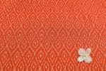 Bright Orange Mercerised Fine Handloom Ikkat Tie-Dye Pure Soft Cotton Fabric - Image 2