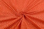 Bright Orange Mercerised Fine Handloom Ikkat Tie-Dye Pure Soft Cotton Fabric - Image 3