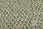 Bamboo Green Floral Handblock Printed 100% Pure Soft Cotton Fabric - Image 2