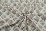 White Floral Handblock Printed 100% Pure Soft Cotton Fabric - Image 3
