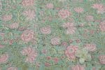 Seafoam Green Floral Handblock Printed 100% Pure Soft Cotton Fabric - Image 2