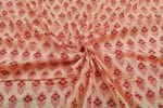Beige Floral Handblock Printed 100% Pure Soft Cotton Fabric - Image 3