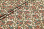 White Floral Handblock Printed 100% Pure Soft Cotton Fabric
