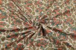 White Floral Handblock Printed 100% Pure Soft Cotton Fabric - Image 3