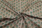 Light Brown Floral Handblock Printed 100% Pure Soft Cotton Fabric - Image 3