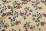 Bright Cream Floral Handblock Printed 100% Pure Soft Cotton Fabric