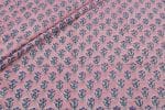Soft Pink Floral Handblock Printed 100% Pure Soft Cotton Fabric