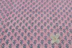 Soft Pink Floral Handblock Printed 100% Pure Soft Cotton Fabric - Image 2