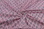 Soft Pink Floral Handblock Printed 100% Pure Soft Cotton Fabric - Image 3