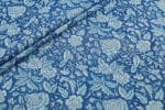 Denim Blue Floral Handblock Printed 100% Pure Soft Cotton Fabric