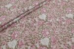 Pastel Pink Floral Handblock Printed 100% Pure Soft Cotton Fabric