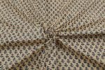 Bright Cream Floral Handblock Printed 100% Pure Soft Cotton Fabric - Image 3
