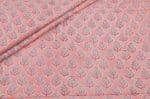 Baby Pink Floral Handblock Printed 100% Pure Soft Cotton Fabric