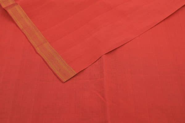 Bright Red Handwoven Zari Border Pure Cotton Fabric