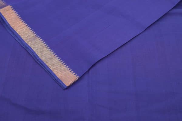 Purple Blue Handwoven Zari Border Pure Cotton Fabric