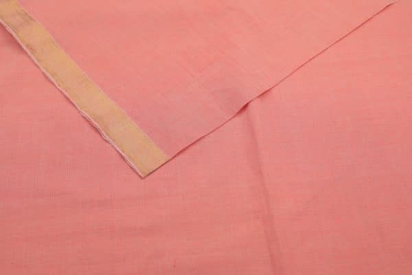 Salmon Pink Handwoven Zari Border Pure Cotton Fabric