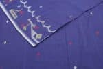 Purple Blue Handloom Intricate Border Flowy HandLoom Pure Soft Cotton Fabric