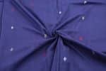 Purple Blue Handloom Intricate Border Flowy HandLoom Pure Soft Cotton Fabric - Image 3
