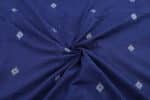 Midnight Blue Woven Design Flowy HandLoom Pure Soft Cotton Fabric - Image 3