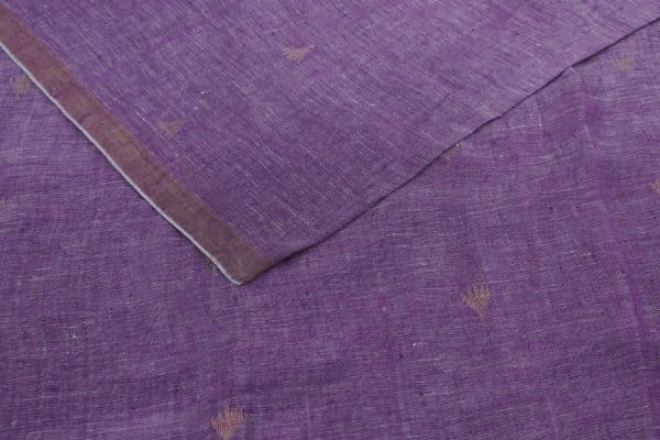 Affair Purple Handloom Woven Zari Motif Pure Soft Linen Fabric
