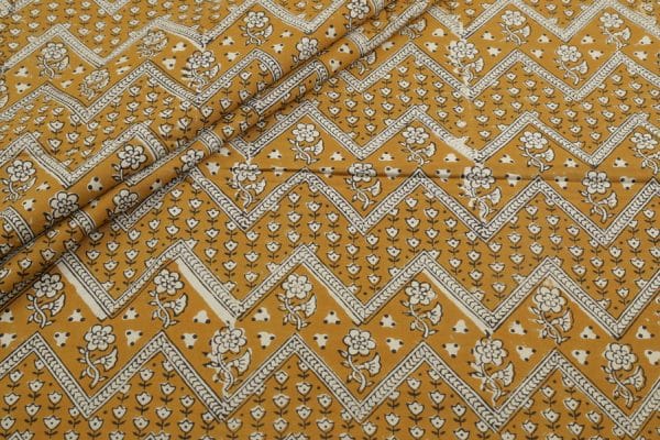 Musturd Bagru Handblock Printed Cotton Fabric