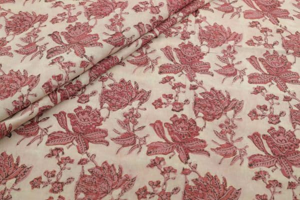 Beige Colour Bagru Handblock Printed Cotton Fabric
