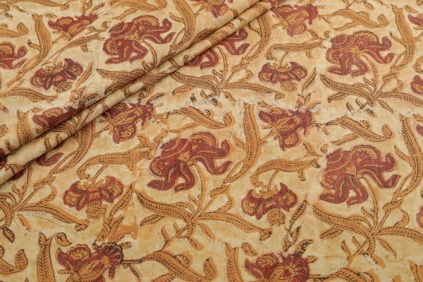 Daisy Yellow Bagru Handblock Printed Cotton Fabric