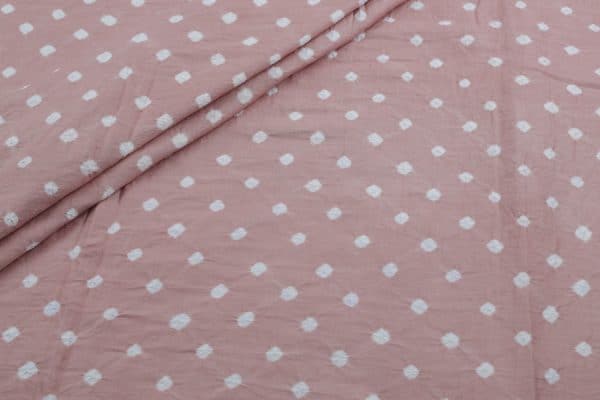 Pre-Cut 1.90m Baby Pink Bandhani Tie Dye 100% Pure Soft Cotton Satin Finish Fabric