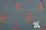 Gray Green Floral Handblock Printed 100% Pure Soft Cotton Fabric - Image 2