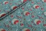 Mint Blue Floral Handblock Printed 100% Pure Soft Cotton Fabric