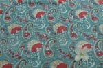 Mint Blue Floral Handblock Printed 100% Pure Soft Cotton Fabric - Image 2