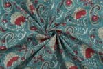 Mint Blue Floral Handblock Printed 100% Pure Soft Cotton Fabric - Image 3