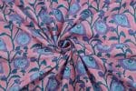 Soft Pink Floral Handblock Printed 100% Pure Soft Cotton Fabric - Image 3