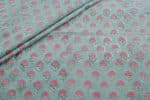 Powder Blue Floral Handblock Printed 100% Pure Soft Cotton Fabric