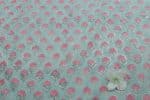 Powder Blue Floral Handblock Printed 100% Pure Soft Cotton Fabric - Image 2