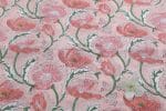 Baby Pink Floral Handblock Printed 100% Pure Soft Cotton Fabric - Image 2