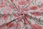 Baby Pink Floral Handblock Printed 100% Pure Soft Cotton Fabric - Image 3