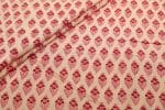 Biege Floral Handblock Printed 100% Pure Soft Cotton Fabric