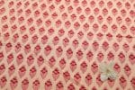 Biege Floral Handblock Printed 100% Pure Soft Cotton Fabric - Image 2