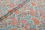 White Floral Handblock Printed 100% Pure Soft Cotton Fabric